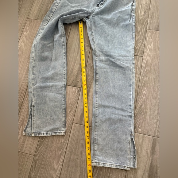 Shein|Light Blue Denim Jeans in straight leg with side slit•••High rise Large - Picture 11 of 12